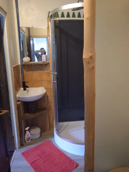 Cabine de douche + lavabo qui est attenant à la chambre Couple