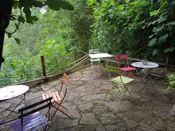 La terrasse ombragée par des figuiers