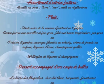 Menu de Noël aux Magnolias