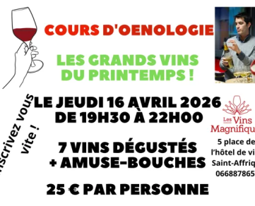 Cours d'œnologie : Les Grands vins du Printemps