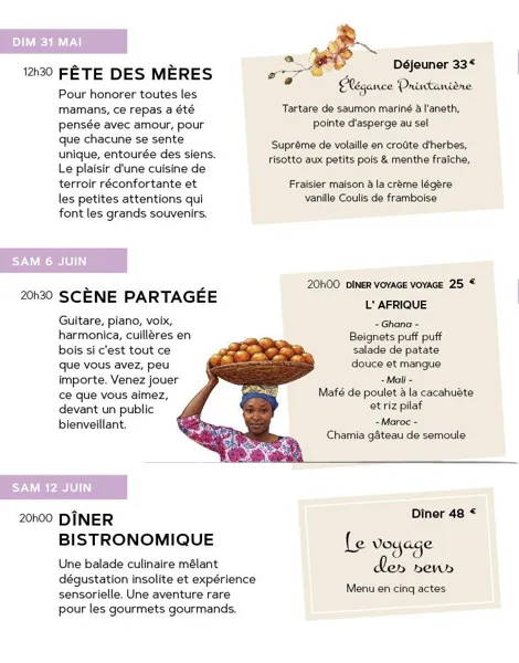 Dîner voyage et Scène partagée