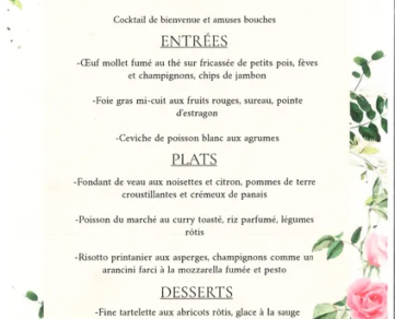 Menu fête des mères
